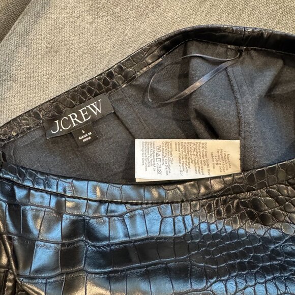 J. Crew Womens Pencil skirt in Croc-embossed Faux Leather Black - Picture 10 of 14